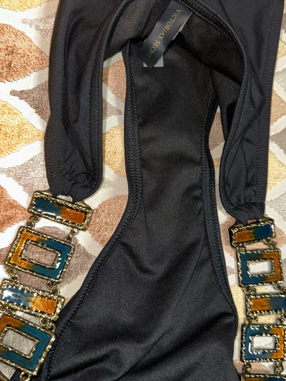 Victorias Secret Swim Monokini sexy One Piece SwimSuit black gems rare - Picture 7 of 8